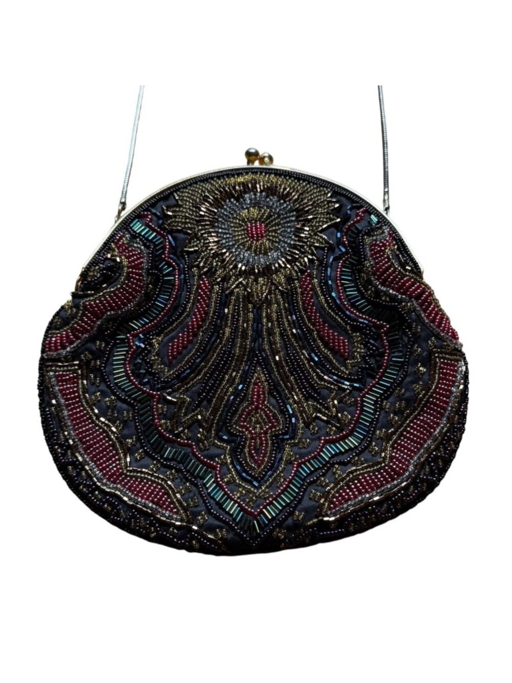 Vintage Walborg Art Deco Noveau Mid 20th Century Beaded Purse Clutch and Chain